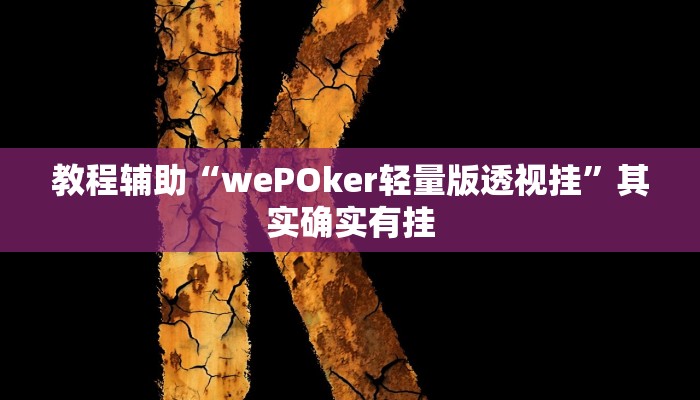 教程辅助“wePOker轻量版透视挂”其实确实有挂 教程辅助“wePOker轻量版透视挂”其实确实有挂