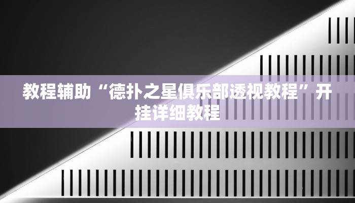教程辅助“德扑之星俱乐部透视教程”开挂详细教程