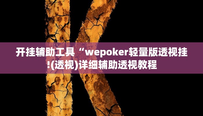 开挂辅助工具“wepoker轻量版透视挂!(透视)详细辅助透视教程