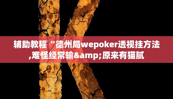 辅助教程“德州局wepoker透视挂方法,难怪经常输&原来有猫腻