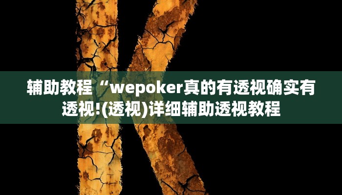 辅助教程“wepoker真的有透视确实有透视!(透视)详细辅助透视教程