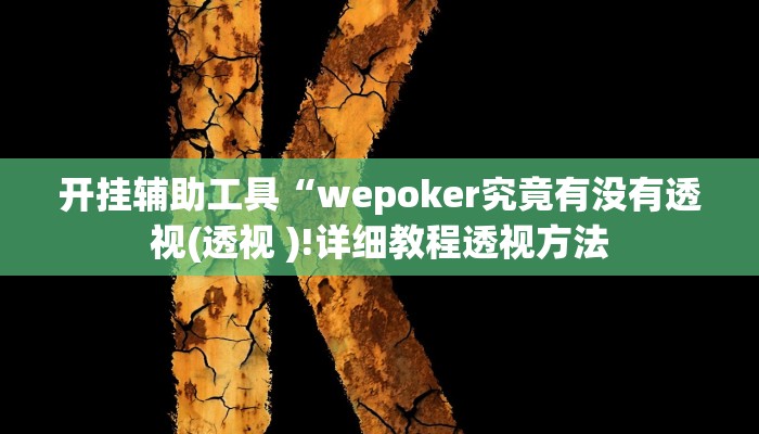 玩家辅助神器:“德州局wepoker开挂辅助作弊”其实确实有挂