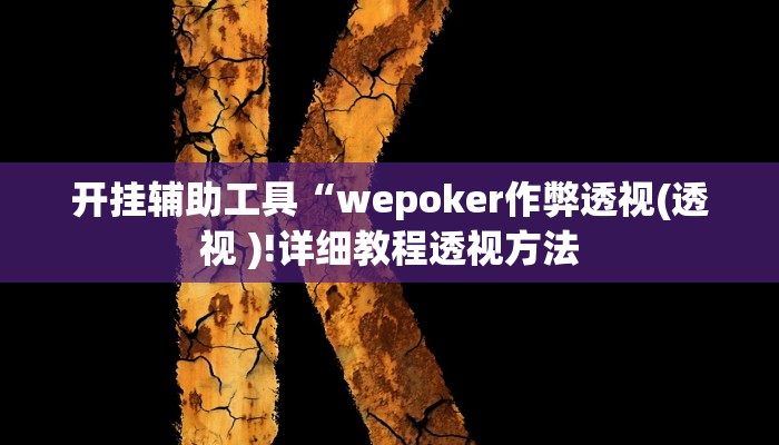 开挂辅助工具“wepoker作弊透视(透视 )!详细教程透视方法