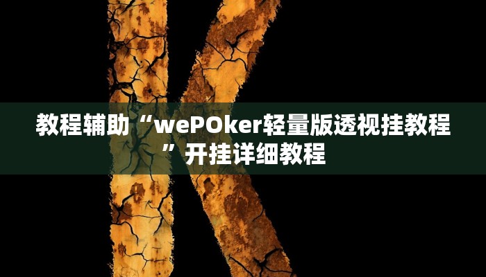 教程辅助“wePOker轻量版透视挂教程”开挂详细教程