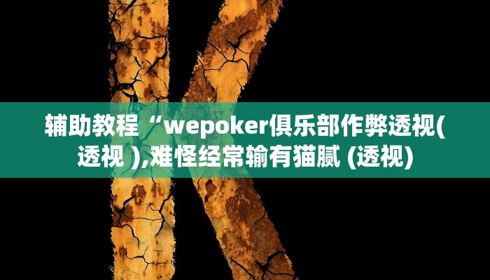 辅助教程“wepoker俱乐部作弊透视(透视 ),难怪经常输有猫腻 (透视)
