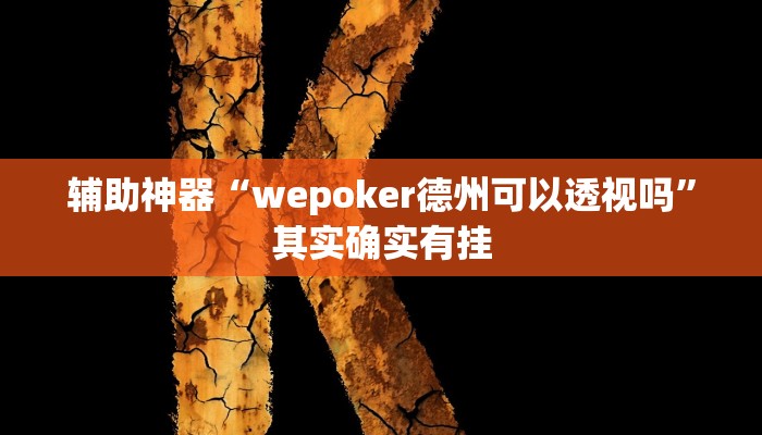 辅助神器“wepoker德州可以透视吗”其实确实有挂
