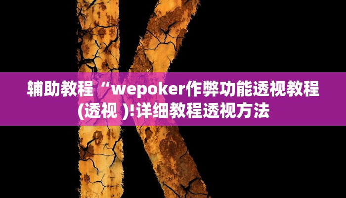 开挂辅助工具“wepoker私人局辅助挂软件(透视 ),难怪经常输有猫腻 (透视)