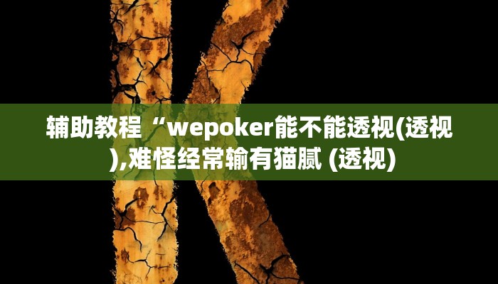 辅助教程“wepoker能不能透视(透视 ),难怪经常输有猫腻 (透视)