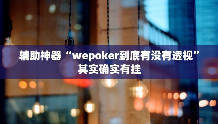 辅助神器“wepoker到底有没有透视”其实确实有挂