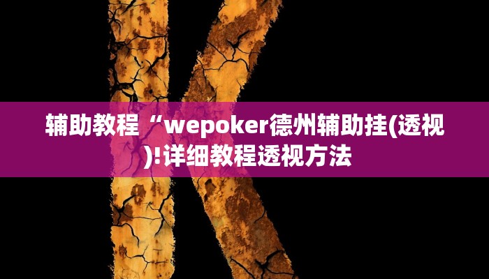 辅助教程“wepoker德州辅助挂(透视 )!详细教程透视方法