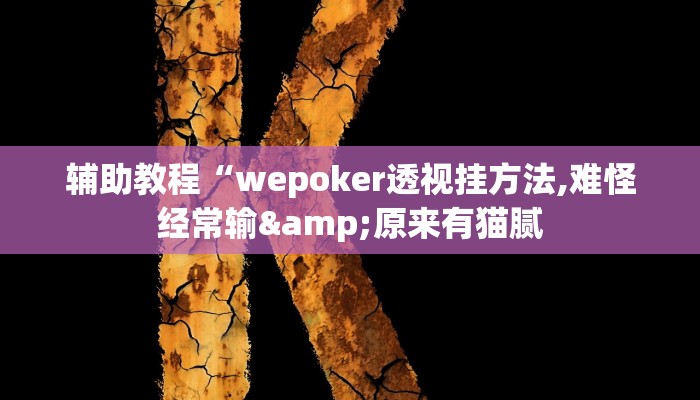 辅助教程“wepoker透视挂方法,难怪经常输&原来有猫腻