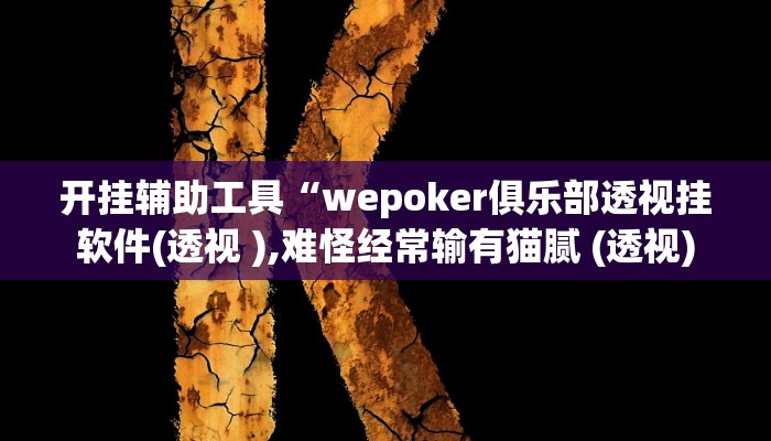 开挂辅助工具“wepoker俱乐部透视挂软件(透视 ),难怪经常输有猫腻 (透视)