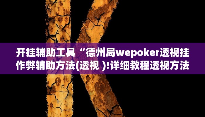 开挂辅助工具“德州局wepoker透视挂作弊辅助方法(透视 )!详细教程透视方法