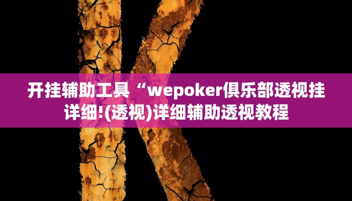 开挂辅助工具“wepoker俱乐部透视挂详细!(透视)详细辅助透视教程