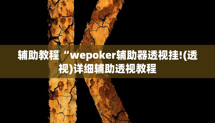 辅助教程“wepoker辅助器透视挂!(透视)详细辅助透视教程