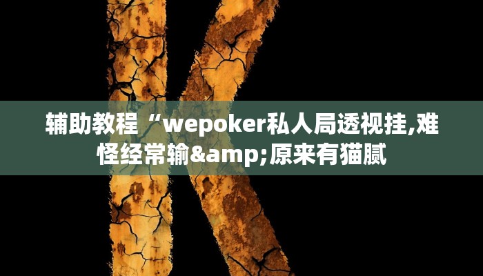 辅助教程“wepoker私人局透视挂,难怪经常输&原来有猫腻