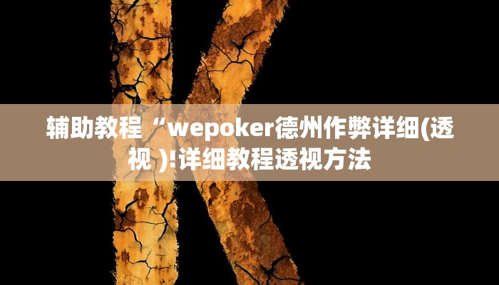 辅助教程“wepoker德州作弊详细(透视 )!详细教程透视方法