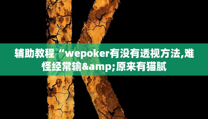 开挂辅助工具“wepoker德州作弊挂(透视 ),难怪经常输有猫腻 (透视)