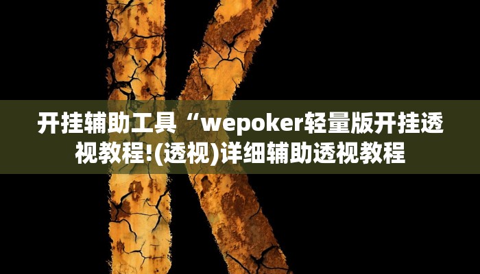 开挂辅助工具“wepoker轻量版开挂透视教程!(透视)详细辅助透视教程