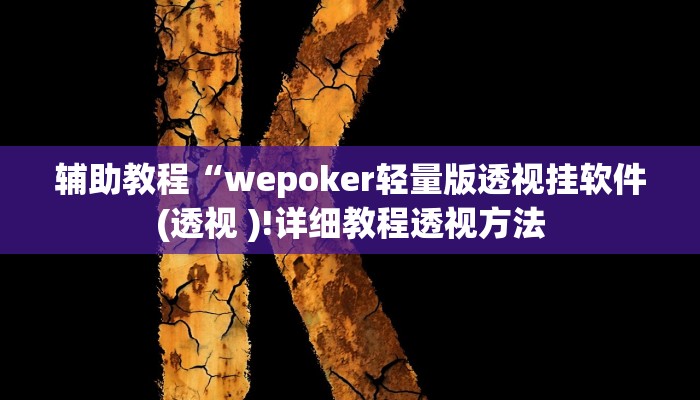 辅助教程“wepoker轻量版透视挂软件(透视 )!详细教程透视方法