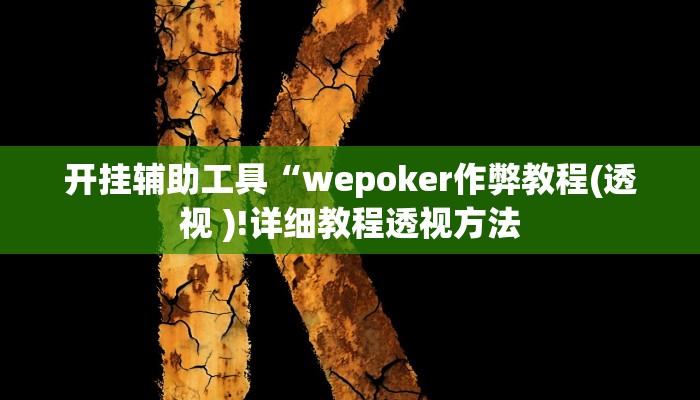 开挂辅助工具“wepoker作弊教程(透视 )!详细教程透视方法