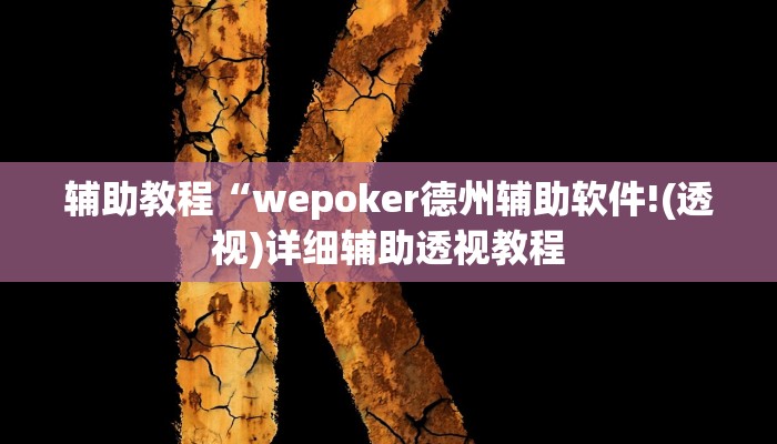 辅助教程“wepoker德州辅助软件!(透视)详细辅助透视教程