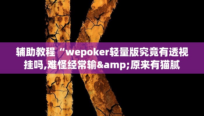 辅助教程“wepoker轻量版究竟有透视挂吗,难怪经常输&amp;原来有猫腻