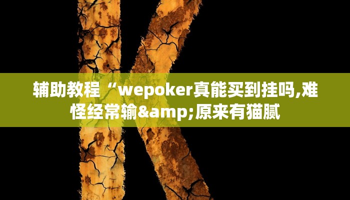 辅助教程“wepoker真能买到挂吗,难怪经常输&原来有猫腻