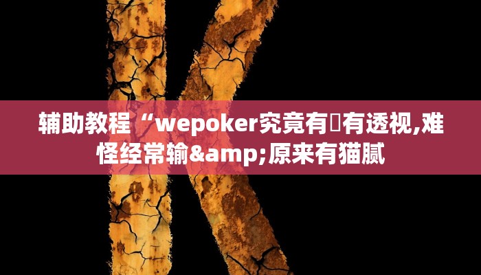 辅助教程“wepoker究竟有沒有透视,难怪经常输&原来有猫腻