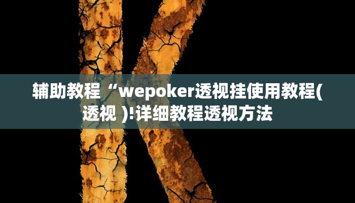 辅助教程“wepoker透视挂使用教程(透视 )!详细教程透视方法