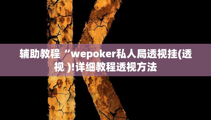 辅助教程“wepoker私人局透视挂(透视 )!详细教程透视方法