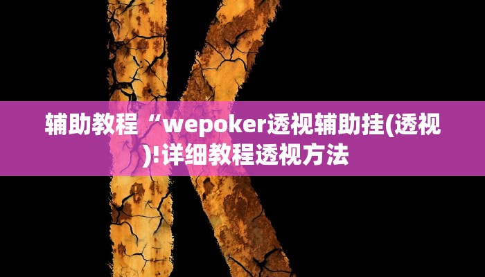 辅助教程“wepoker透视辅助挂(透视 )!详细教程透视方法
