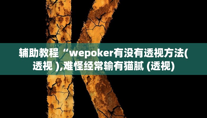 辅助教程“wepoker有没有透视方法(透视 ),难怪经常输有猫腻 (透视)