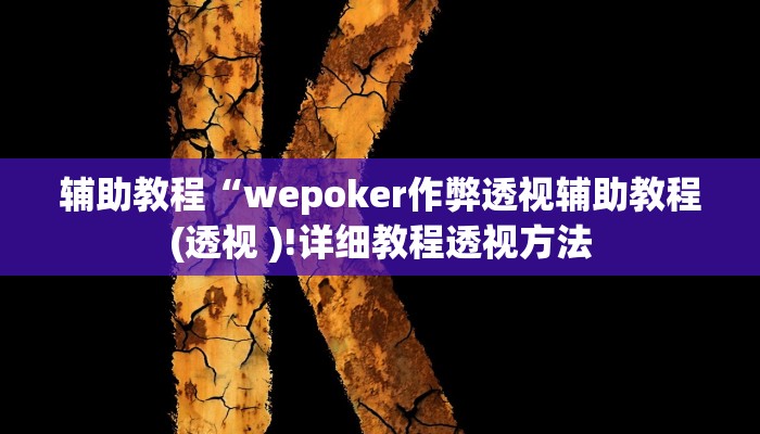 辅助教程“wepoker作弊透视辅助教程(透视 )!详细教程透视方法