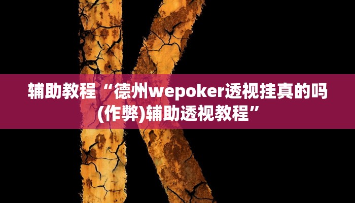 辅助教程“德州wepoker透视挂真的吗(作弊)辅助透视教程”