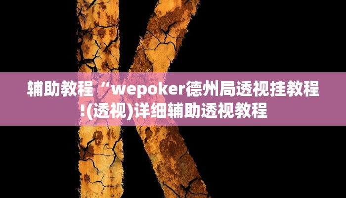 辅助教程“wepoker德州局透视挂教程!(透视)详细辅助透视教程