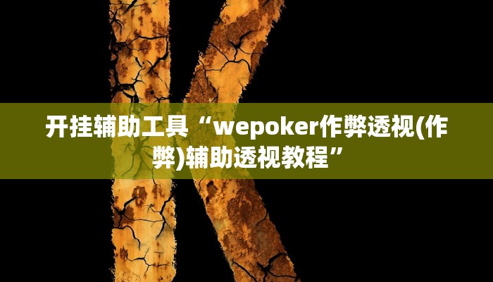 开挂辅助工具“wepoker作弊透视(作弊)辅助透视教程”