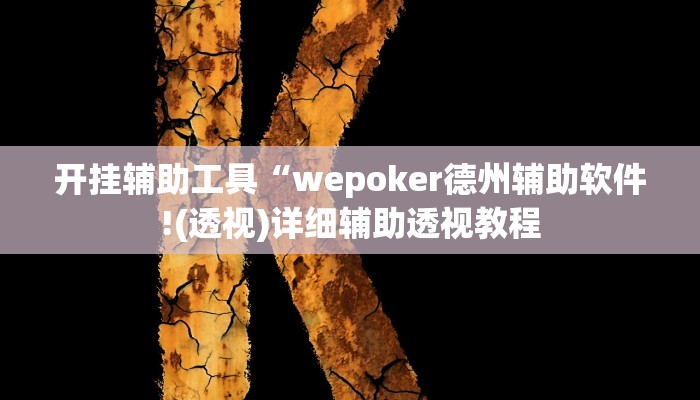 开挂辅助工具“wepoker德州辅助软件!(透视)详细辅助透视教程