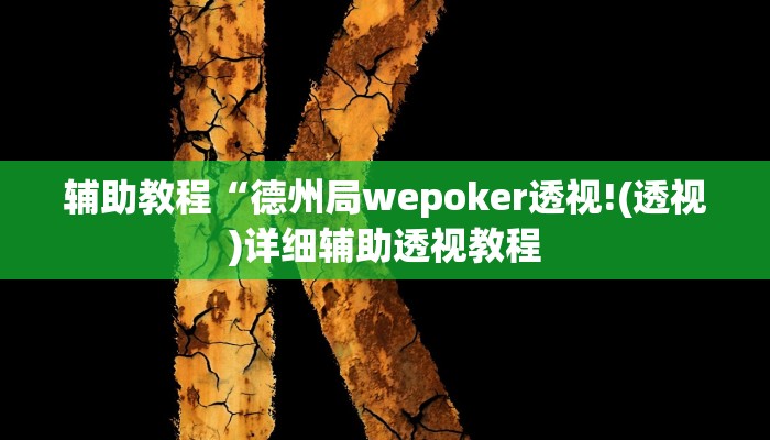 辅助教程“德州局wepoker透视!(透视)详细辅助透视教程