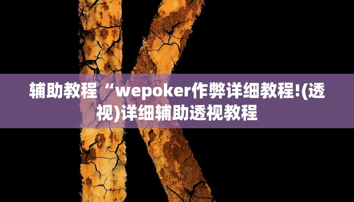 辅助教程“wepoker作弊详细教程!(透视)详细辅助透视教程