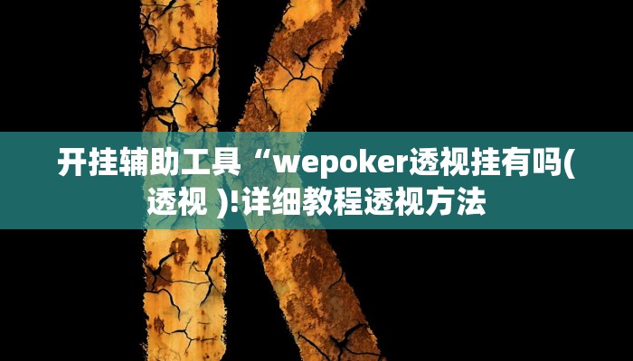 开挂辅助工具“wepoker透视挂有吗(透视 )!详细教程透视方法
