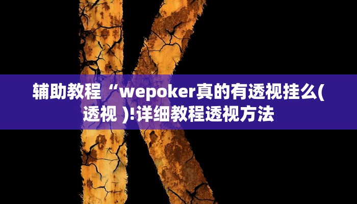 辅助教程“wepoker真的有透视挂么(透视 )!详细教程透视方法
