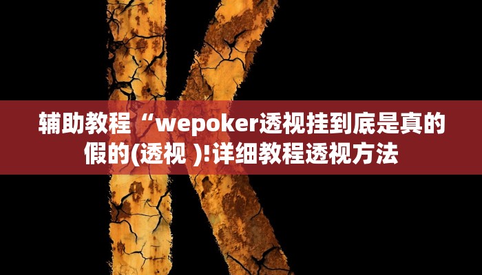 辅助教程“wepoker透视挂到底是真的假的(透视 )!详细教程透视方法
