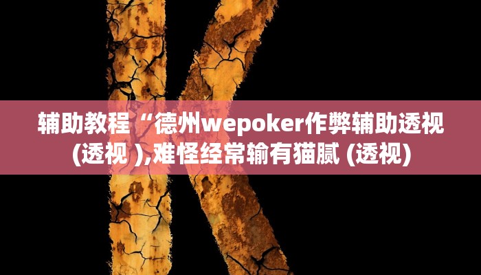辅助教程“德州wepoker作弊辅助透视(透视 ),难怪经常输有猫腻 (透视)