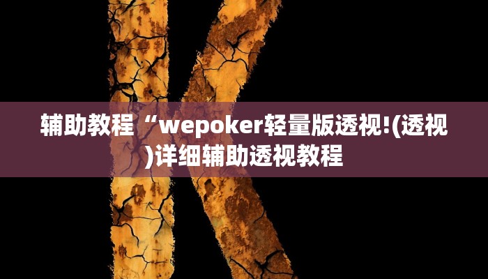 辅助教程“wepoker轻量版透视!(透视)详细辅助透视教程