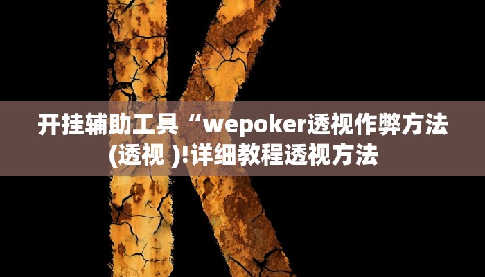 开挂辅助工具“wepoker透视作弊方法(透视 )!详细教程透视方法