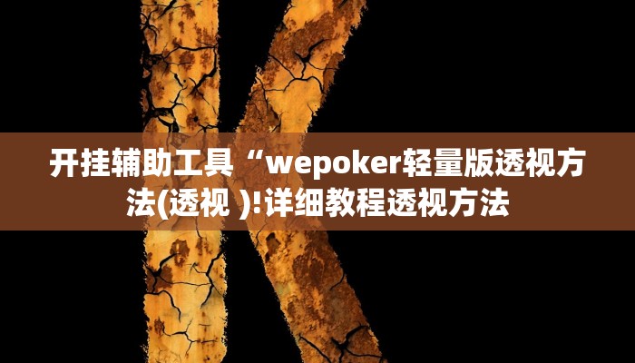 开挂辅助工具“wepoker轻量版透视方法(透视 )!详细教程透视方法