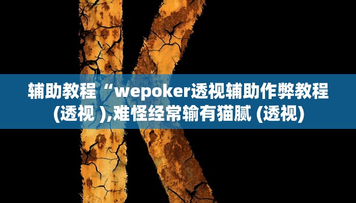 辅助教程“wepoker透视辅助作弊教程(透视 ),难怪经常输有猫腻 (透视)