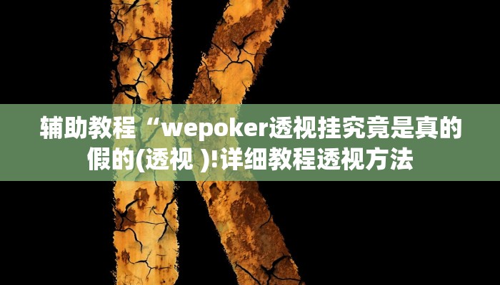 辅助教程“wepoker透视挂究竟是真的假的(透视 )!详细教程透视方法