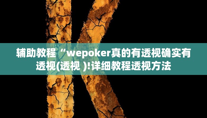 辅助教程“wepoker真的有透视确实有透视(透视 )!详细教程透视方法